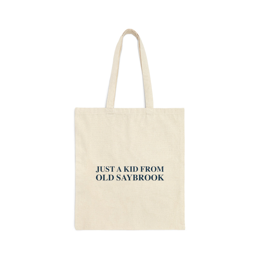 just a kid from old saybrook tote bag // old saybrook connecticut gifts and merch // finding connecticut 