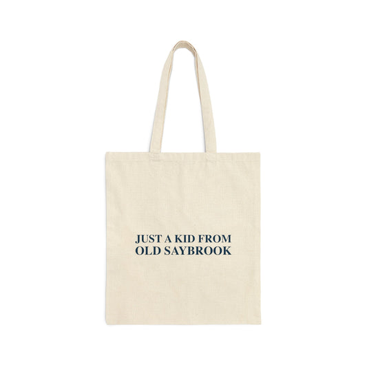 just a kid from old saybrook tote bag // old saybrook connecticut gifts and merch // finding connecticut 