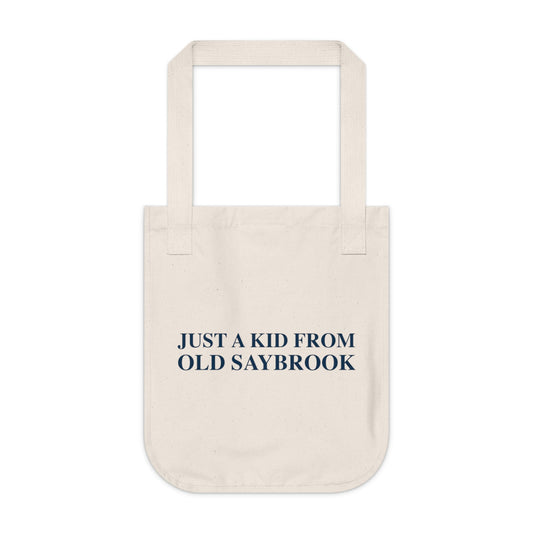 just a kid from old saybrook tote bag  // old saybrook connecticut gifts and merch // finding connecticut  