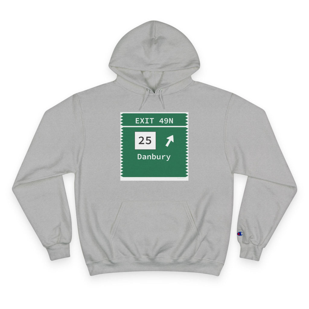merritt Parkway exit 49N Champion hoodie sweatshirt - Trumbull Connecticut gifts and merch by Finding Connecticut