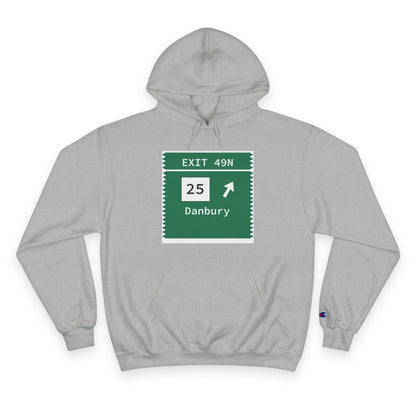merritt Parkway exit 49N Champion hoodie sweatshirt - Trumbull Connecticut gifts and merch by Finding Connecticut