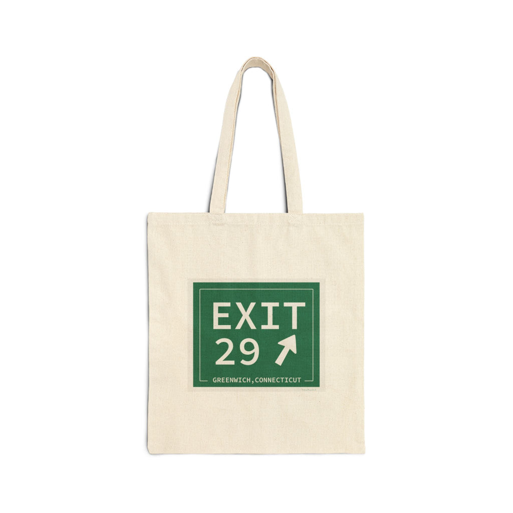 merritt parkway exit 29 tote bag - greenwich connectiuct gitts and merch by Finding Connecticut 
