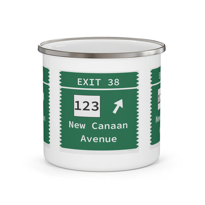 merritt parkway exit 38 camping mug - merritt parkway and norwalk connecticut gifts and merch by Finding Connecticut 