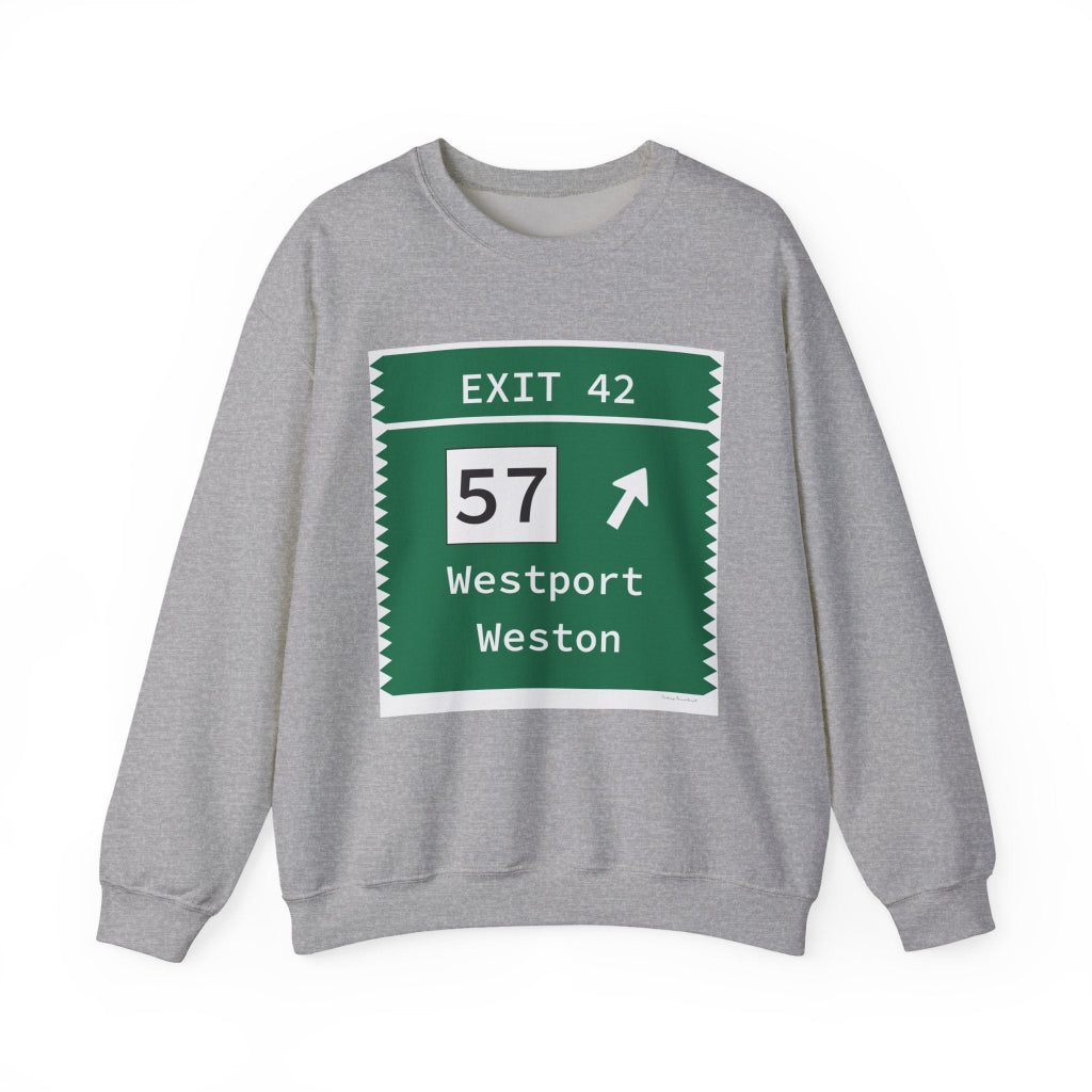merritt parkway exit 42 sweatshirt -- westport connecticut gifts and merch by Finding Connecticut 