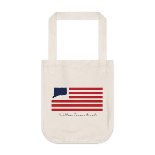 wilton connecticut flag tote bag // wilton connecticut gifts and merch // finding connecticut 
