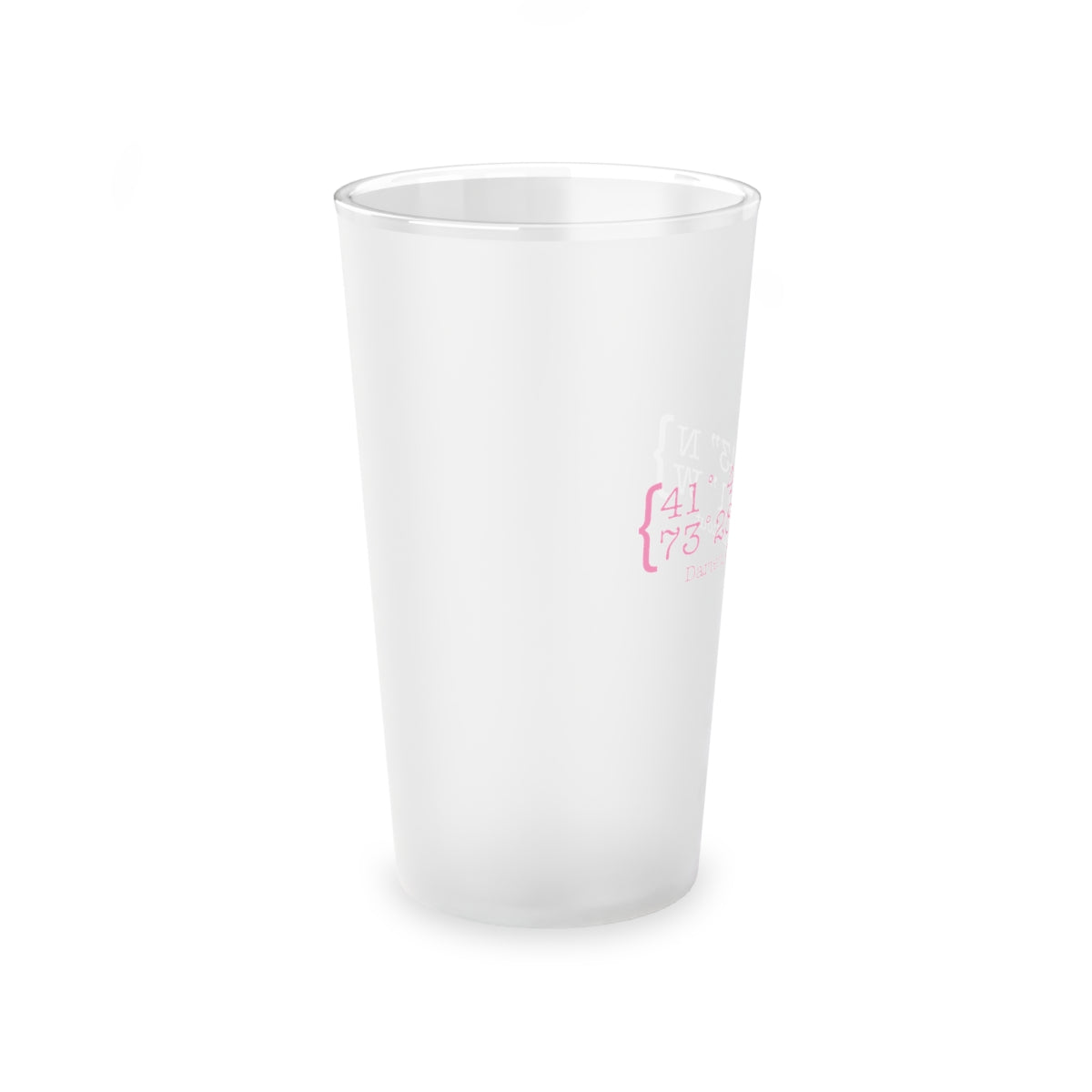 Darien Coordinates Frosted Pint Glass, 16oz