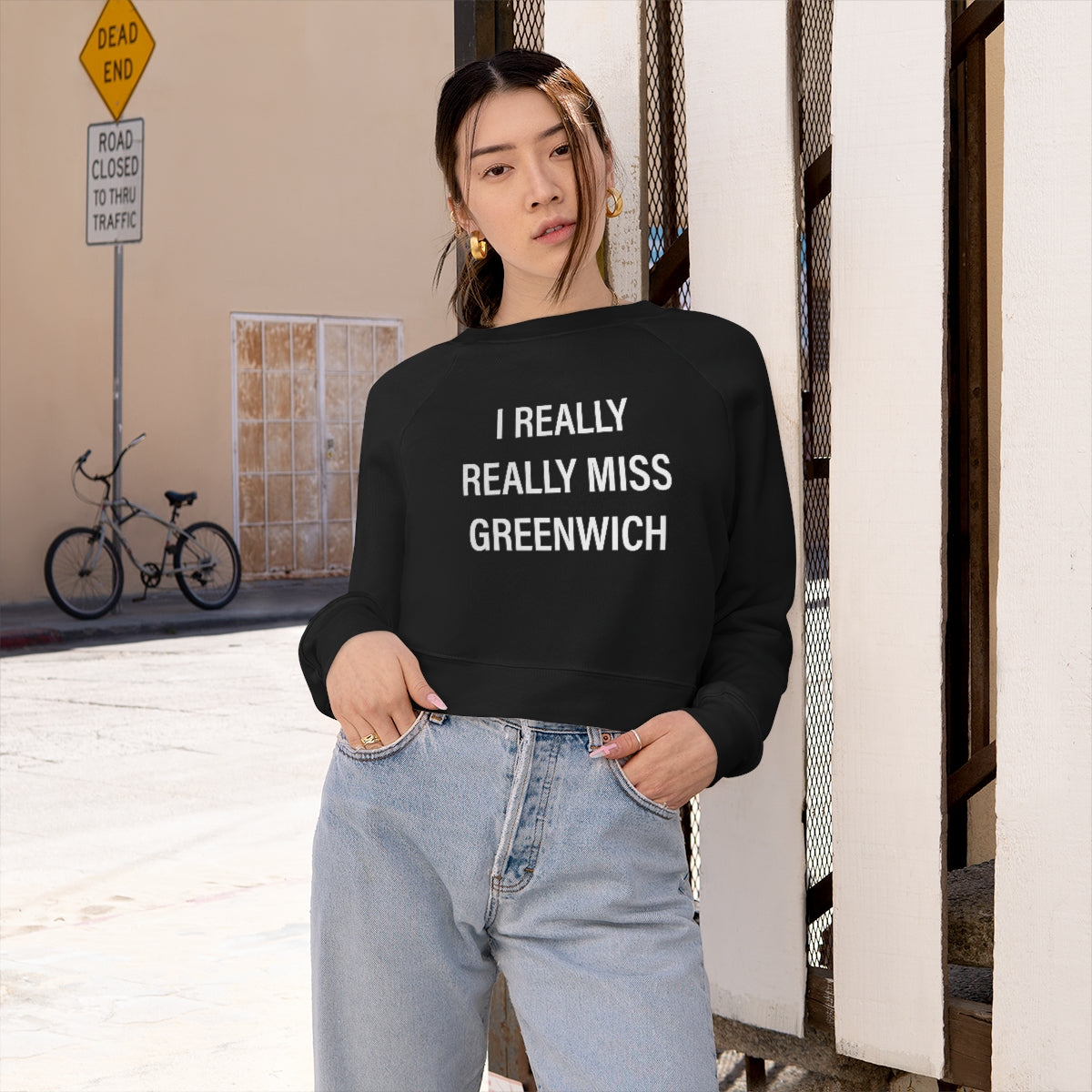 I Really Really Miss Greenwich Women's Cropped Fleece Pullover