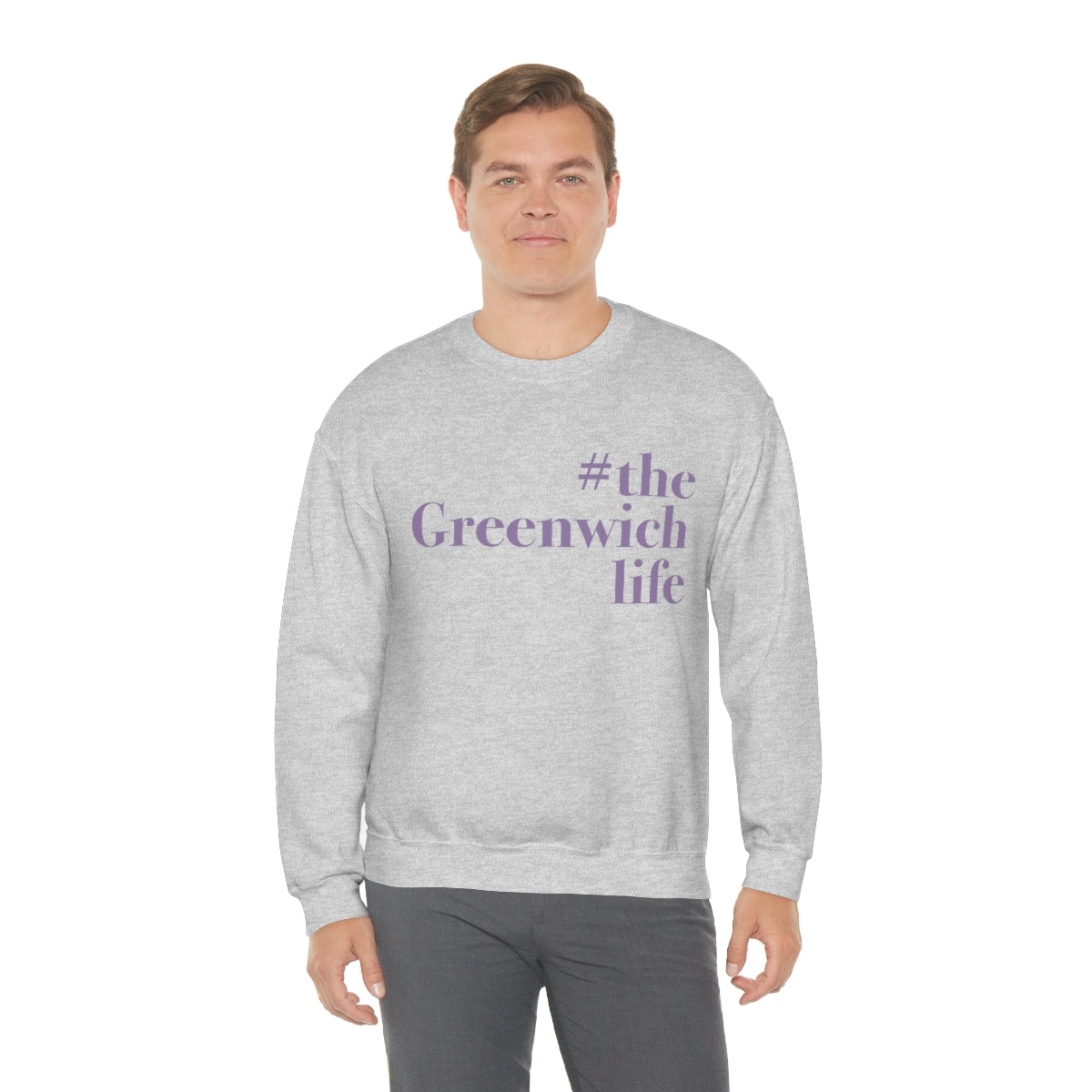 #thegreenwichlife Unisex Heavy Blend™ Crewneck Sweatshirt (purple print)