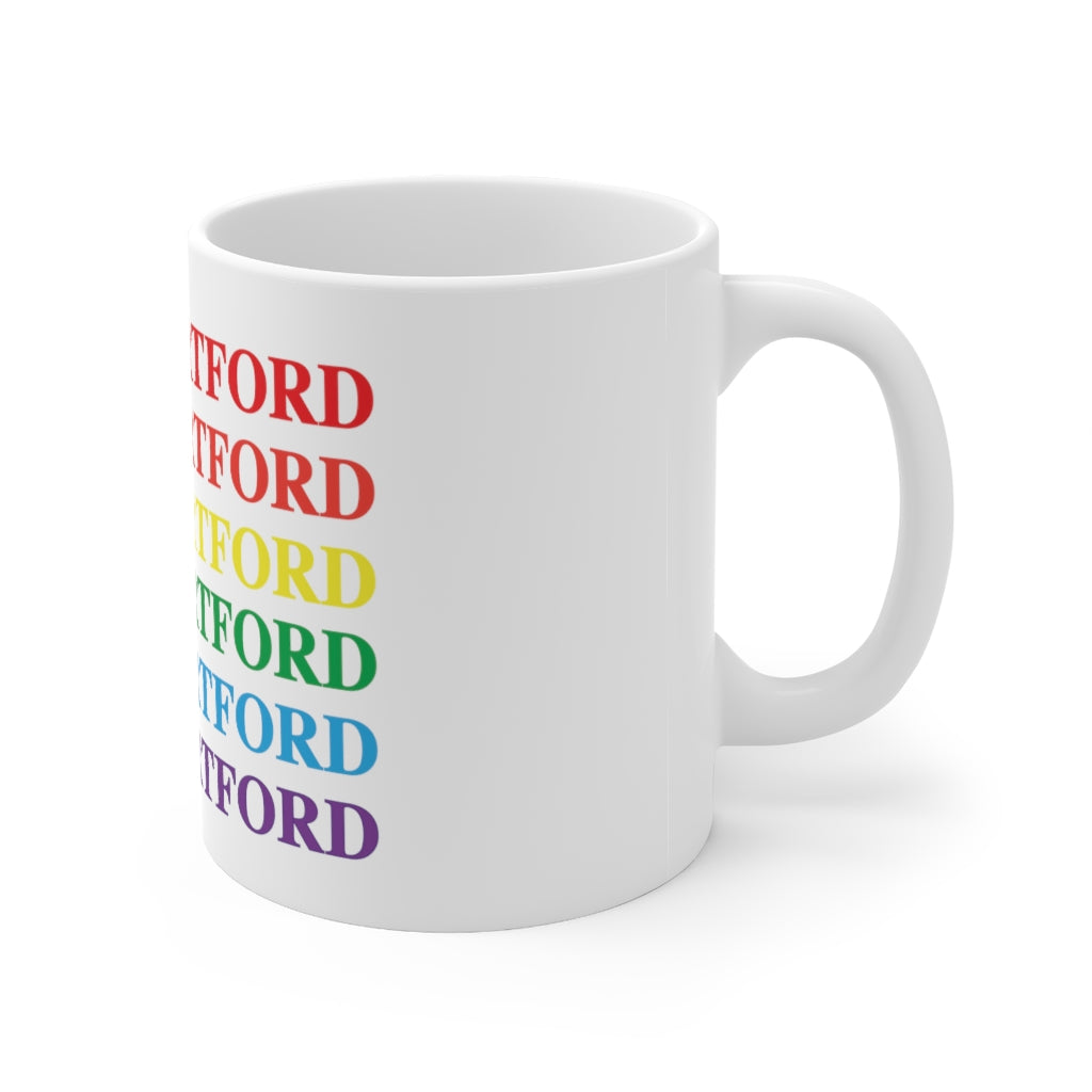 West Hartford Pride mug.  West Hartford Connecticut tee shirts, hoodies sweatshirts, mugs, other apparel, home gifts, and souvenirs.  10% of the Proceeds of this collection will be donated to a Connecticut LGBTQ organization. Free USA shipping. 