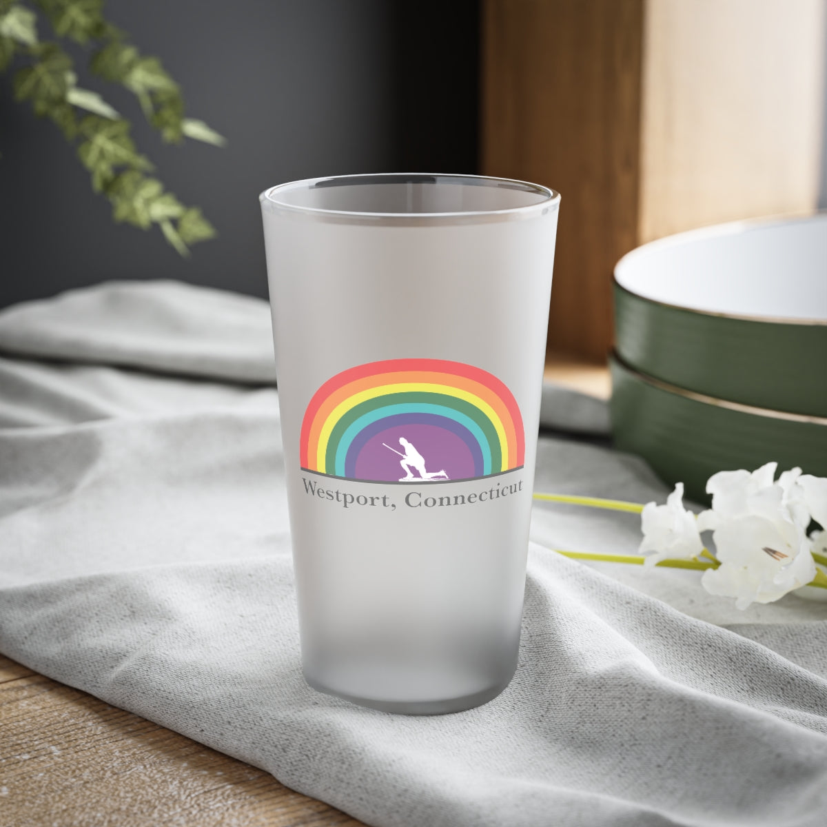 Minuteman Rainbow Frosted Pint Glass, 16oz