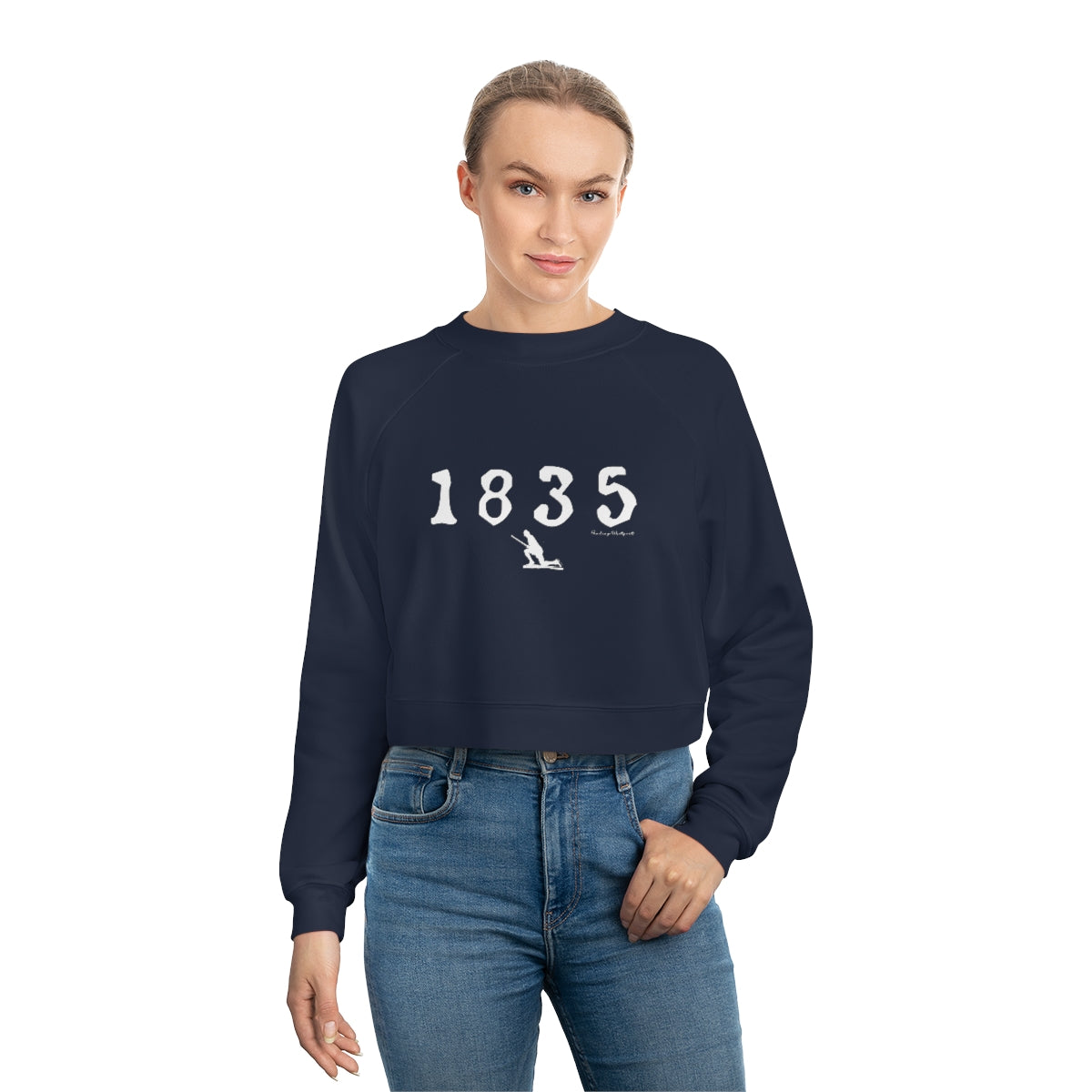 1835 Westport - White  Women's Cropped Fleece Pullover