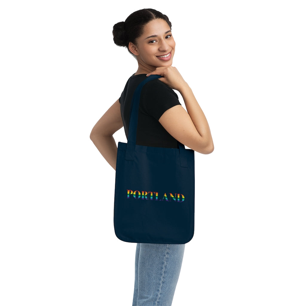 Portland Rainbow  Pride Organic Canvas Tote Bag