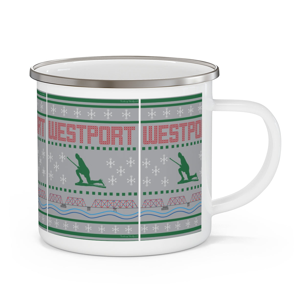 Westport Ugly Holiday Green & Red Enamel Camping Mug