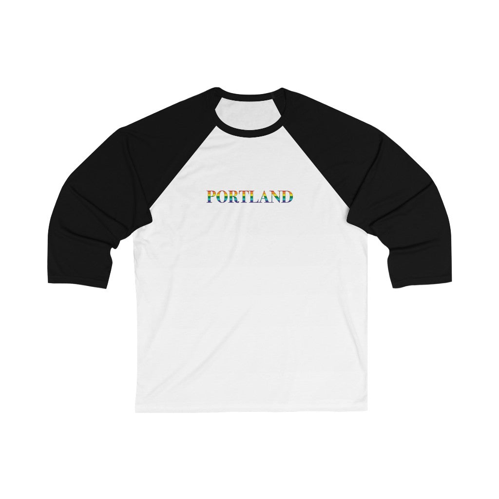 Portland Maine Rainbow  Unisex 3\4 Sleeve Baseball Tee