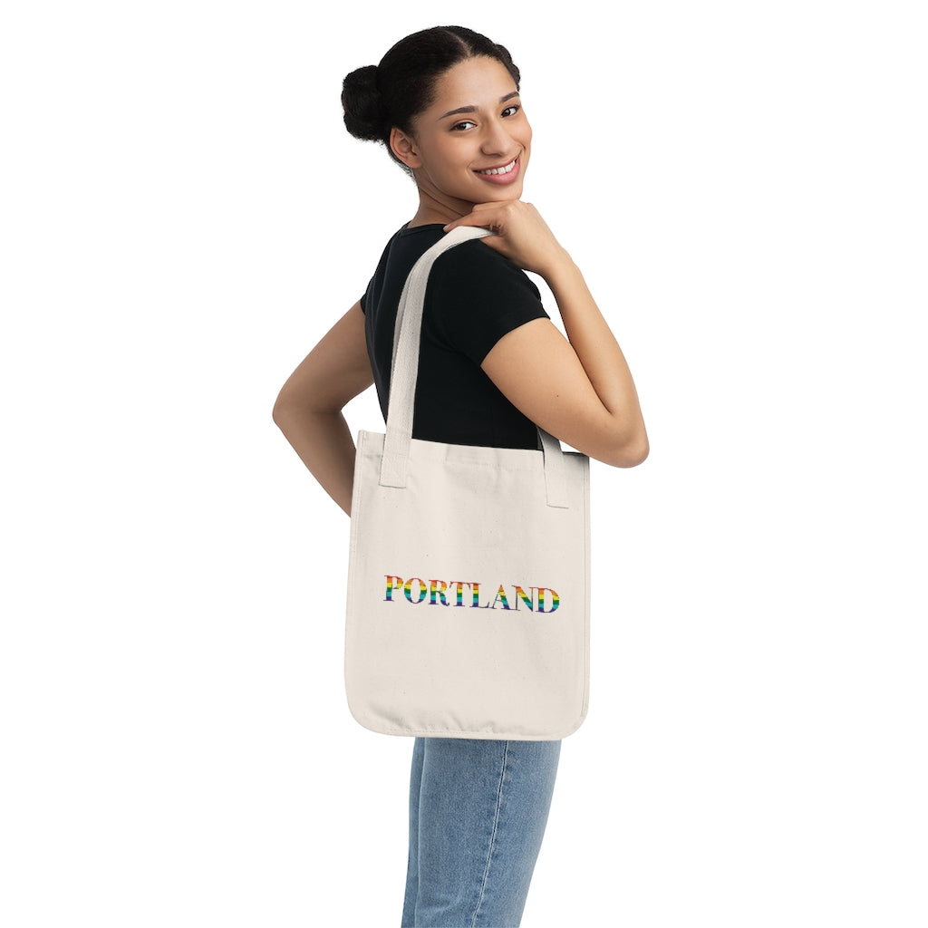 Portland Rainbow  Pride Organic Canvas Tote Bag