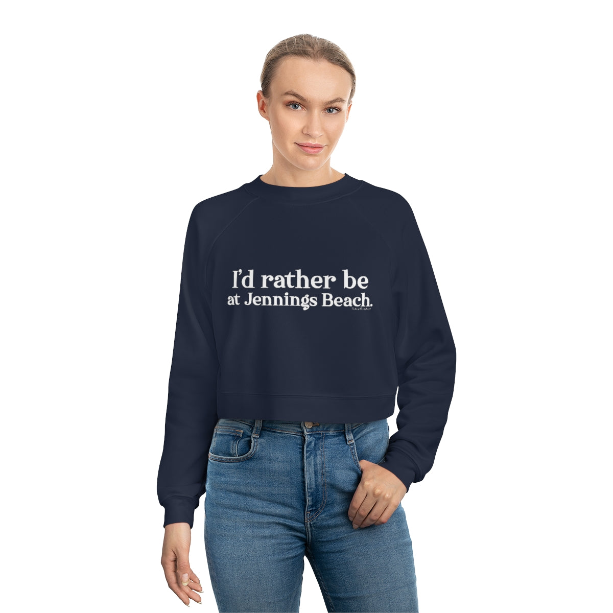 I'd rather be at Jennings Beach Women's Cropped Fleece Pullover