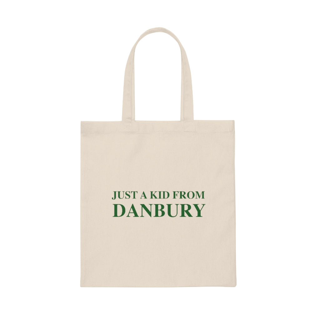 just a kid from danbury tote bag