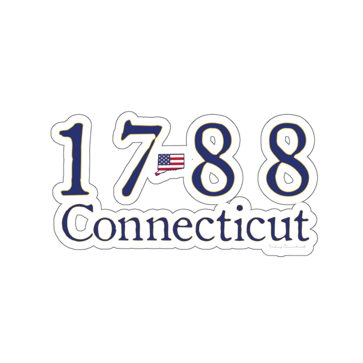 1788 Connecticut American Flag Kiss-Cut Stickers