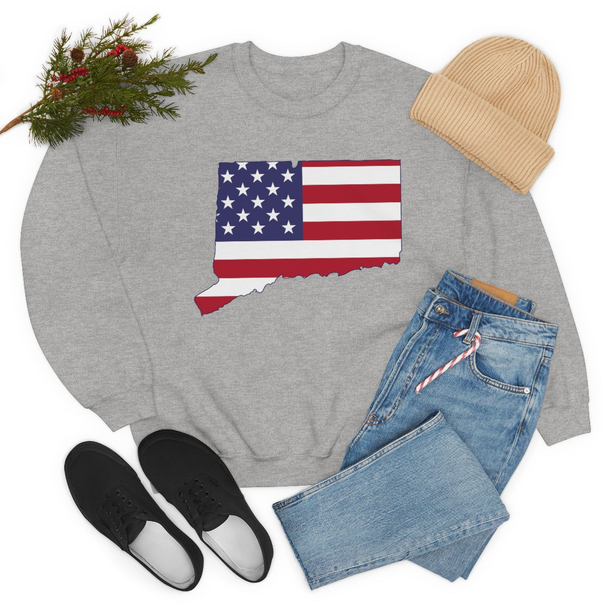 Connecticut American Flag Unisex Heavy Blend™ Crewneck Sweatshirt