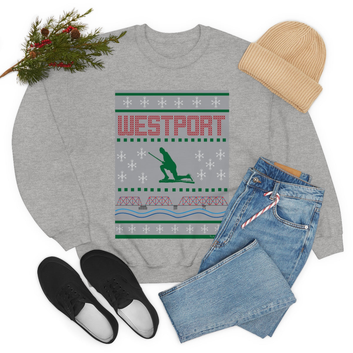 Westport Ugly Holiday Green - Red  Unisex Heavy Blend™ Crewneck Sweatshirt