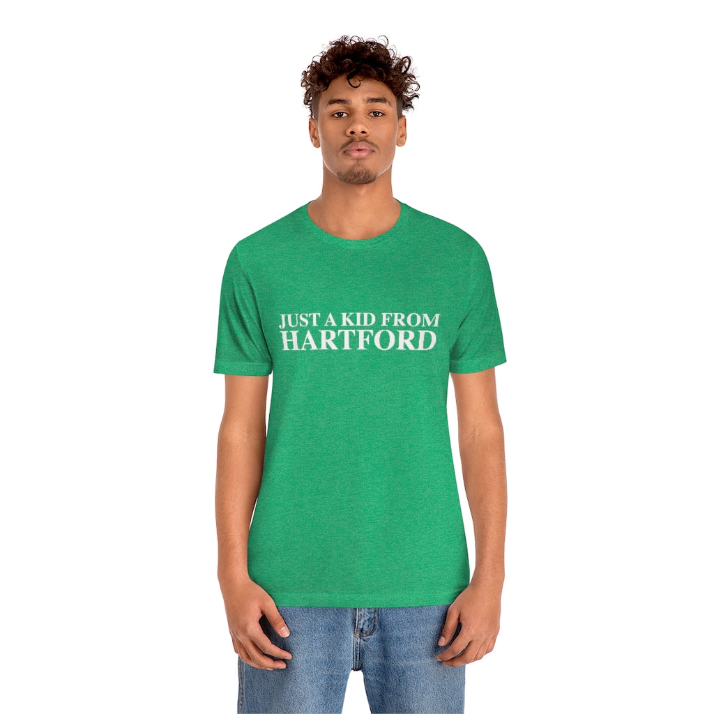 Just a kid from Hartford Unisex Jersey Short Sleeve Tee  Did you grow up in Hartford, Connecticut? Or know of someone who did? This collection is for someone who has those special Hartford memories.  Proceeds help grow Finding Connecticut's website and brand.   Click here to go back to our home page. 