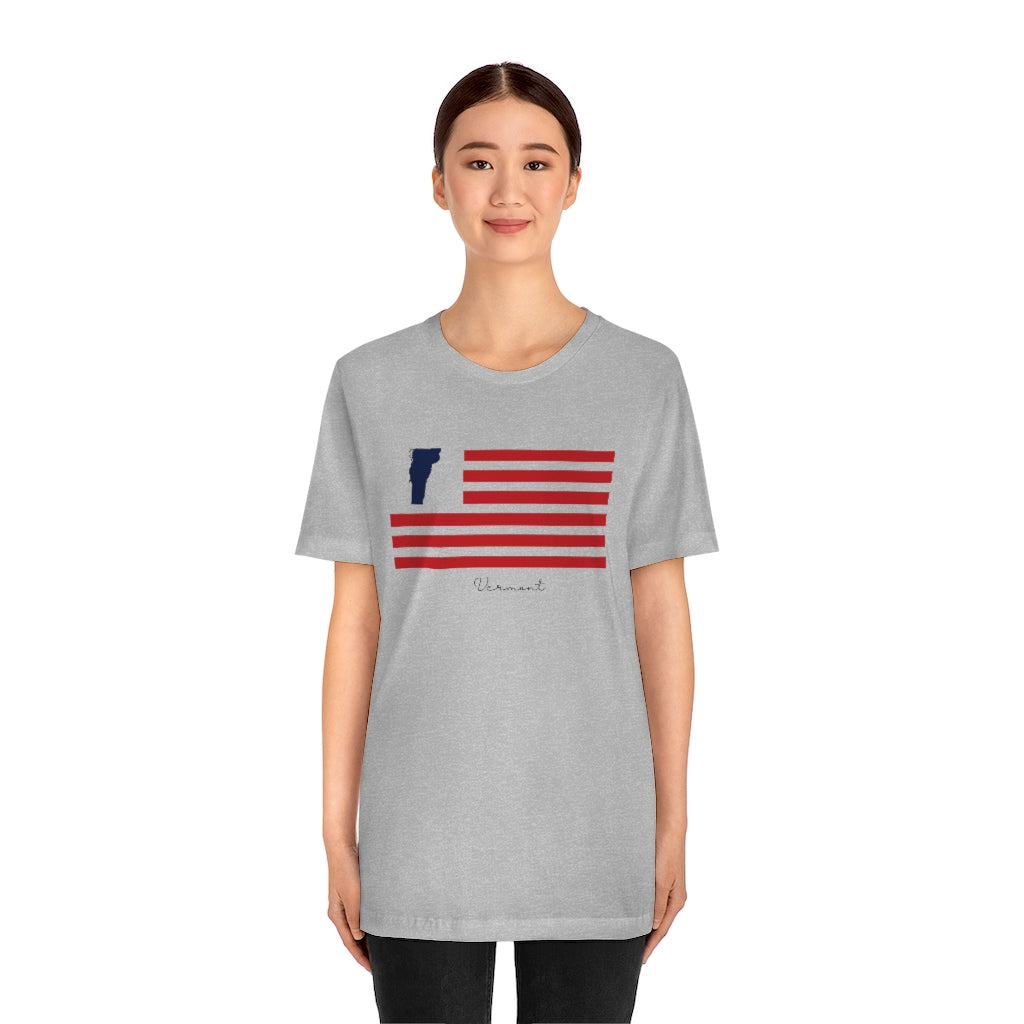 Vermont American Flag collection has tee shirts, mugs, reusable bags, and other apparel and gifts. All proceeds goes to help build the Finding New England brand and get our website up and going. Free shipping on all products. 