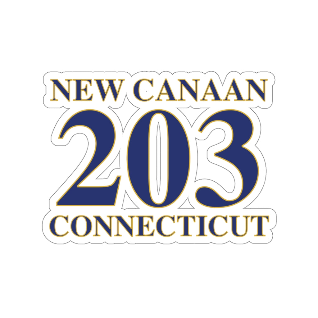 New Canaan 203 Connecticut Kiss-Cut Stickers  The 203 New Canaan Collection. Show off New Canaan and Connecticut at the same time. Colors were inspired by the Connecticut state flag.   Proceeds help build Finding New Canaan and Finding Connecticut's brand. 