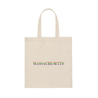 Massachusetts Rainbow Canvas Tote Bag