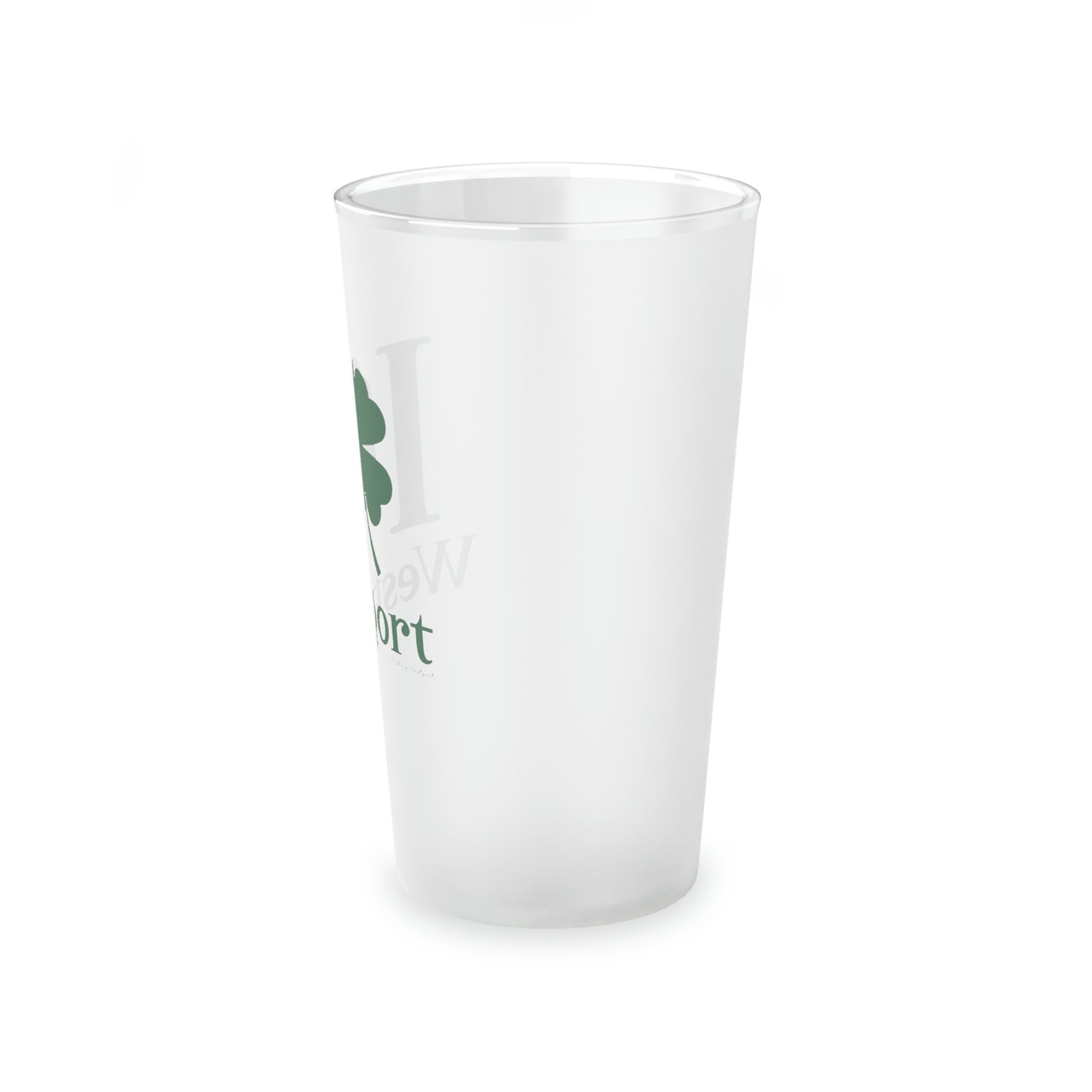 I Clover Westport (Green) Frosted Pint Glass, 16oz