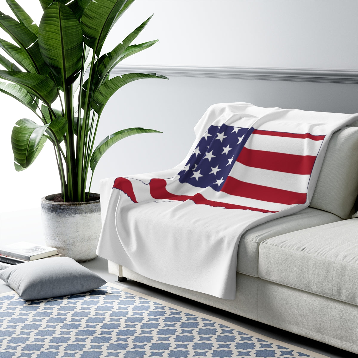 Connecticut American Flag Sherpa Fleece Blanket