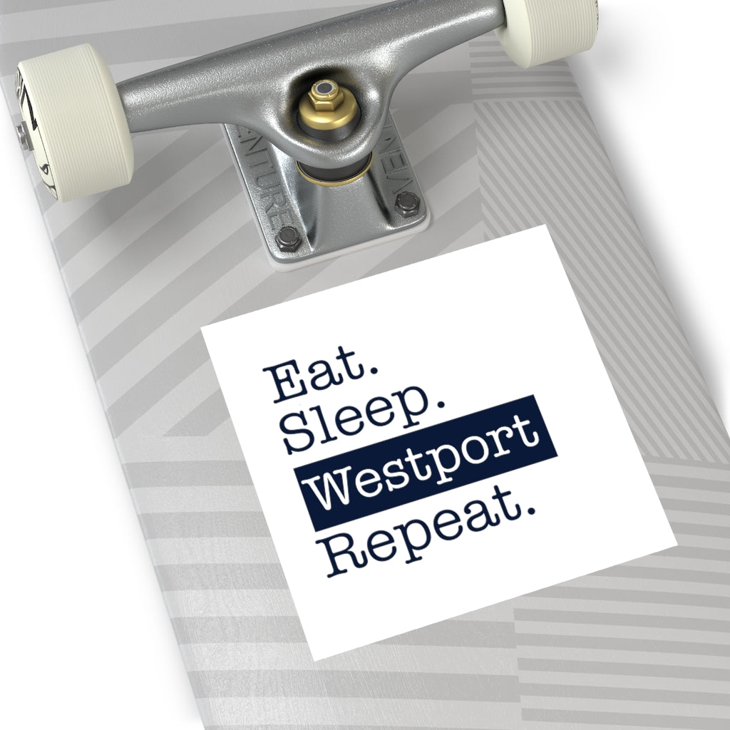 Eat Sleep Westport Repeat Square Vinyl Stickers