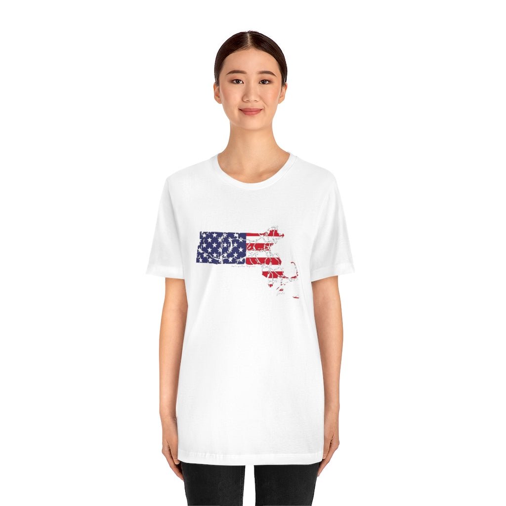 Massachusetts  American Flag collection has tee shirts, mugs, reusable bags, and other apparel and gifts. All proceeds goes to help build the Finding New England brand and get our website up and going. Free shipping on all products. 