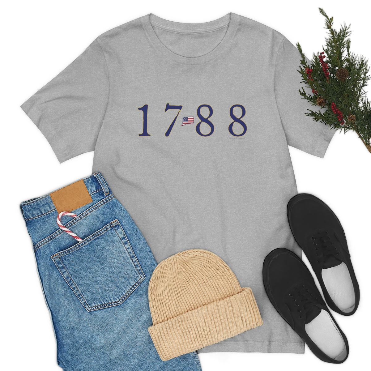 1788 Connecticut - Blue Unisex Jersey Short Sleeve Tee