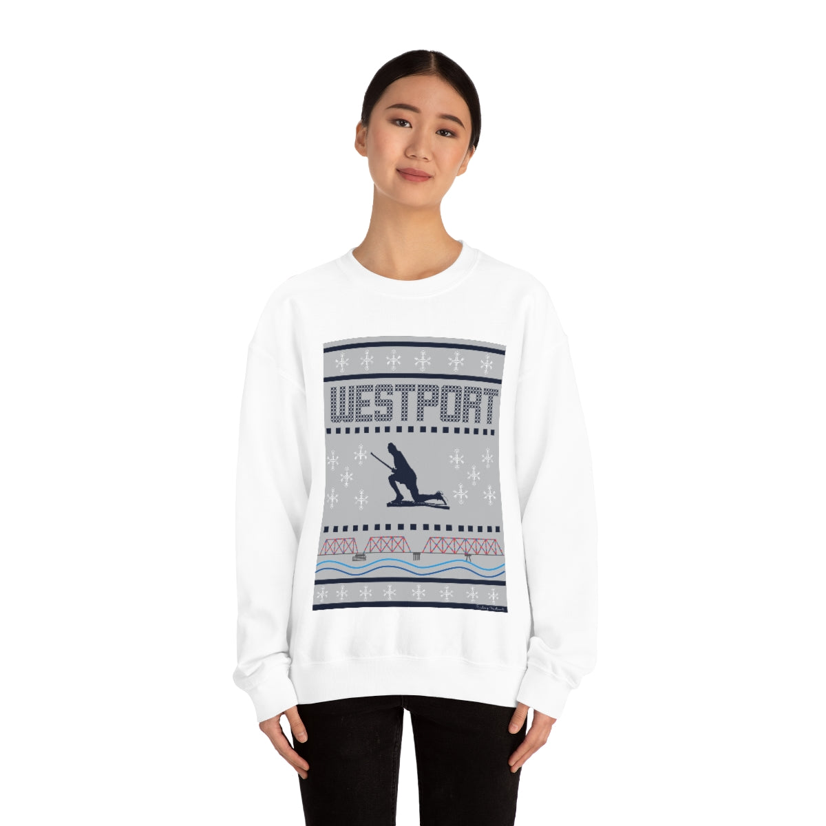 Westport Ugly Holiday Blue / White  Unisex Heavy Blend™ Crewneck Sweatshirt