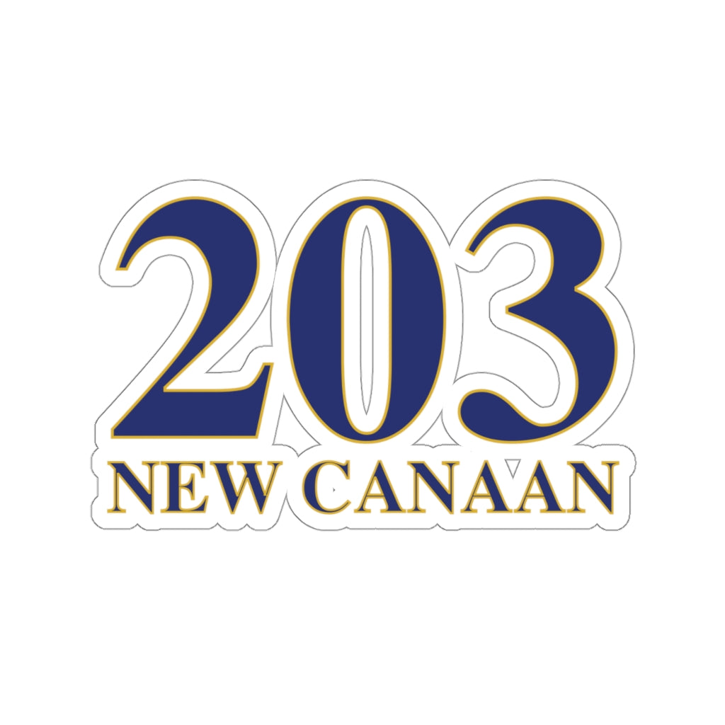 203 New Canaan Kiss-Cut Stickers  The 203 New Canaan Collection. Show off New Canaan and Connecticut at the same time. Colors were inspired by the Connecticut state flag.   Proceeds help build Finding New Canaan and Finding Connecticut's brand. 