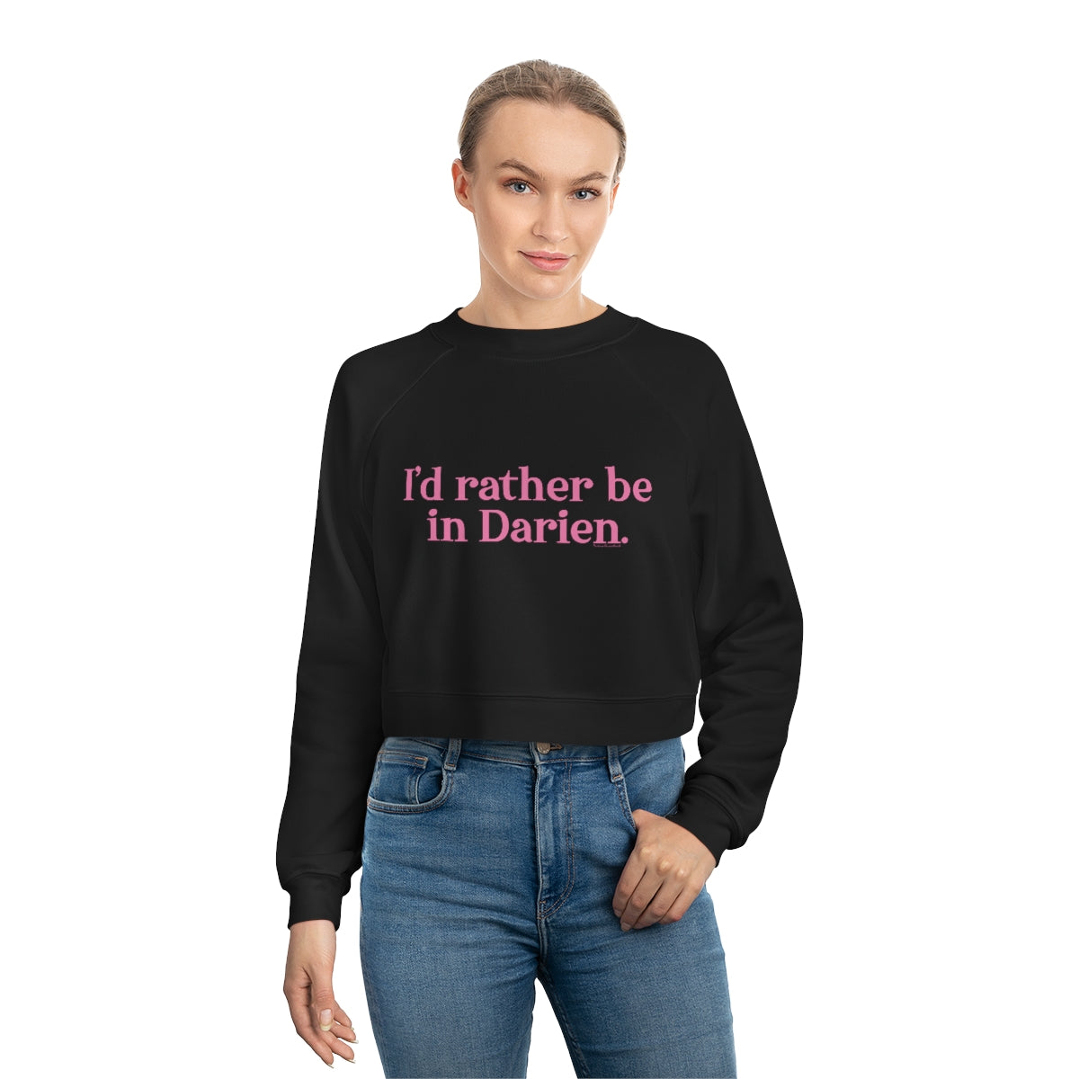 i'd rather be in darien womens cropped sweatshirt