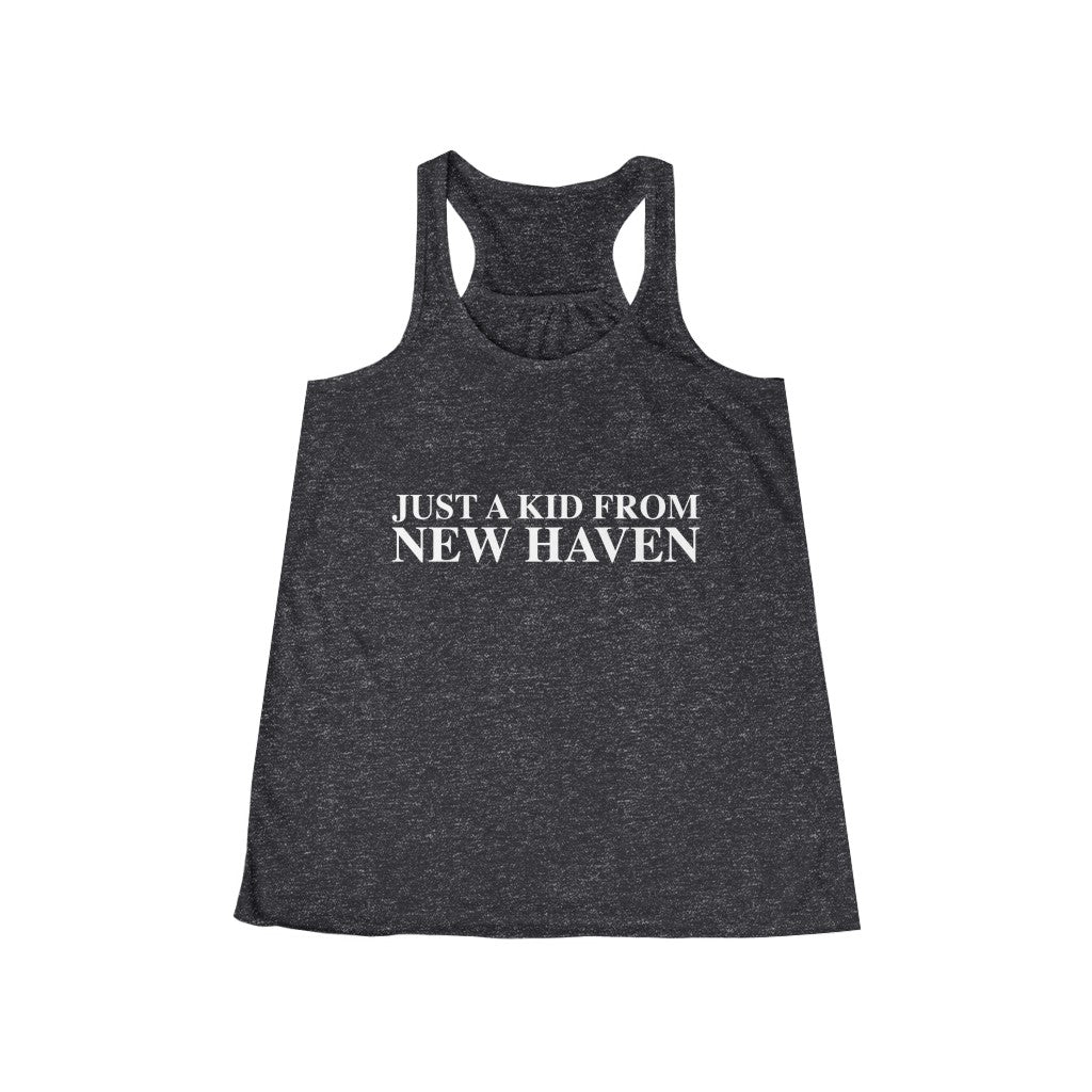 Just a kid from New Haven Women's Flowy Racerback Tank