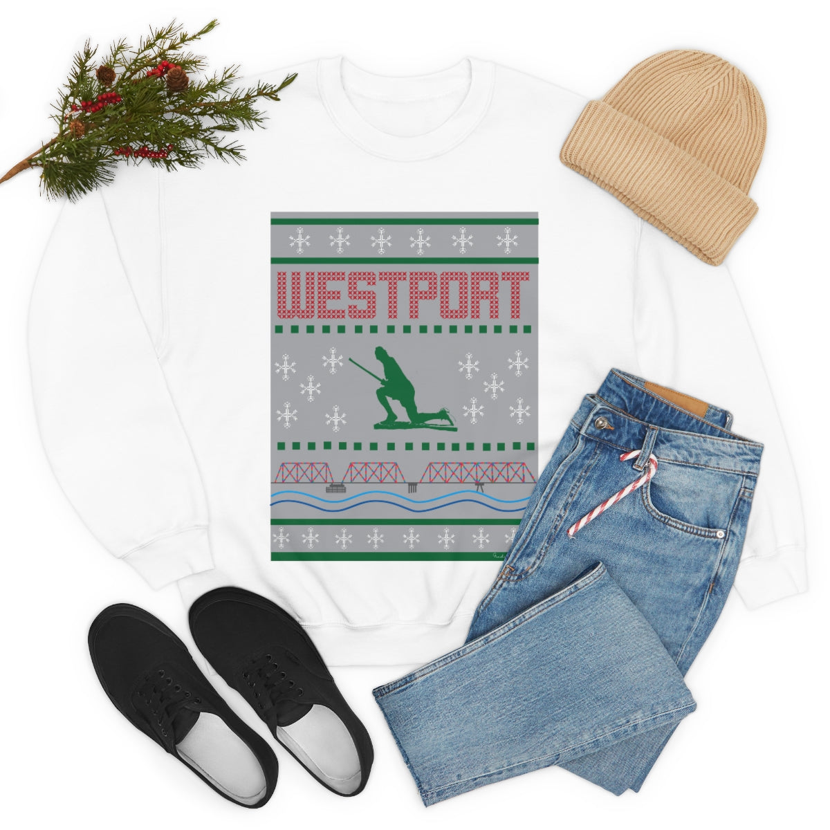 Westport Ugly Holiday Green - Red  Unisex Heavy Blend™ Crewneck Sweatshirt