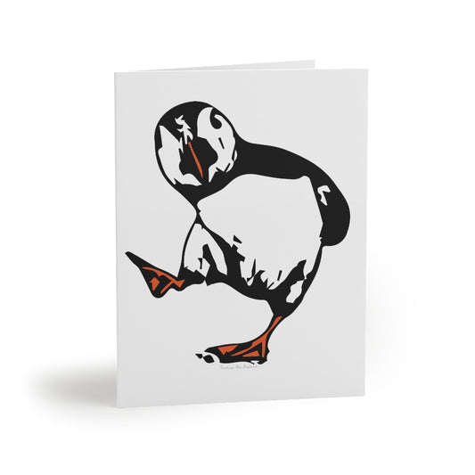 Puffin in step greeting card