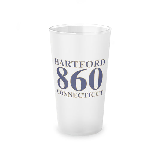 Hartford 860 Connecticut Frosted Pint Glass, 16oz 860 Hartford Collection. Inspired by the Connecticut flag and the 860! Show off for your pride for Connecticut and Hartford!   Proceeds of this collection go to help build Finding Connecticut’s website and brand. • Free USA shipping   Click here to go to our home page