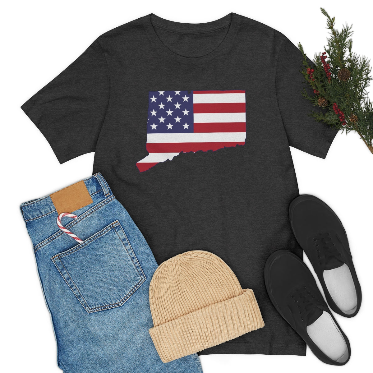 Connecticut American Flag Unisex Jersey Short Sleeve Tee