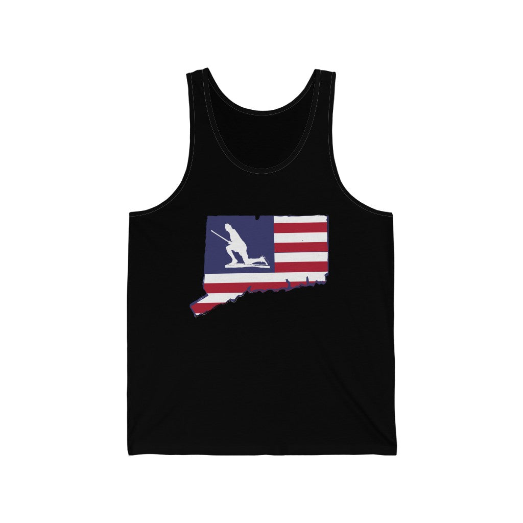 Westport ct tank top shirt. minuteman westport connecticut flag tank top shirt