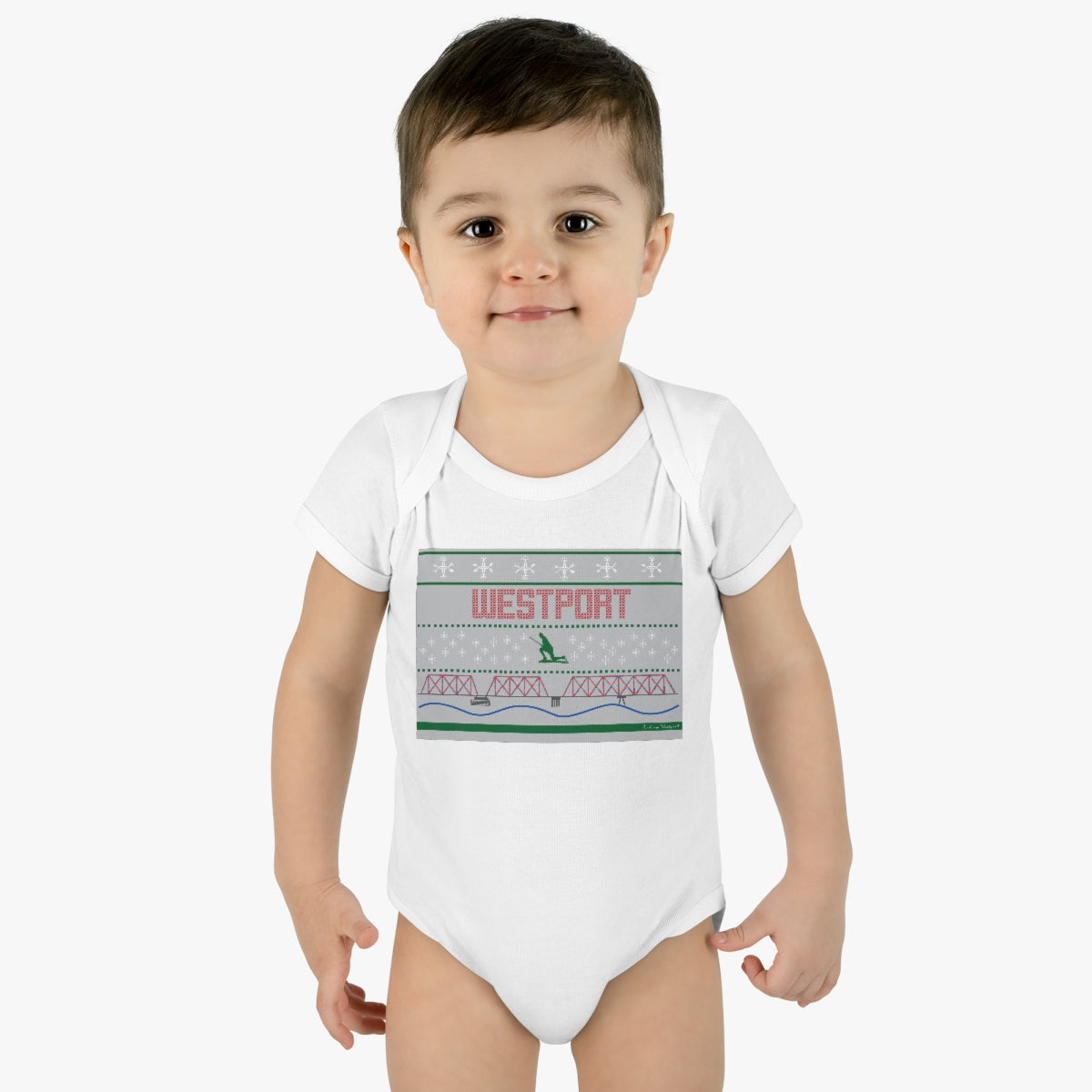 Westport Ugly Holiday Green / Red Infant Baby Rib Bodysuit