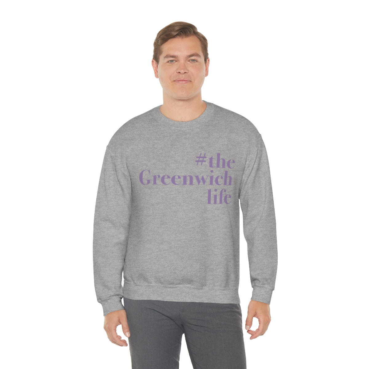 #thegreenwichlife Unisex Heavy Blend™ Crewneck Sweatshirt (purple print)