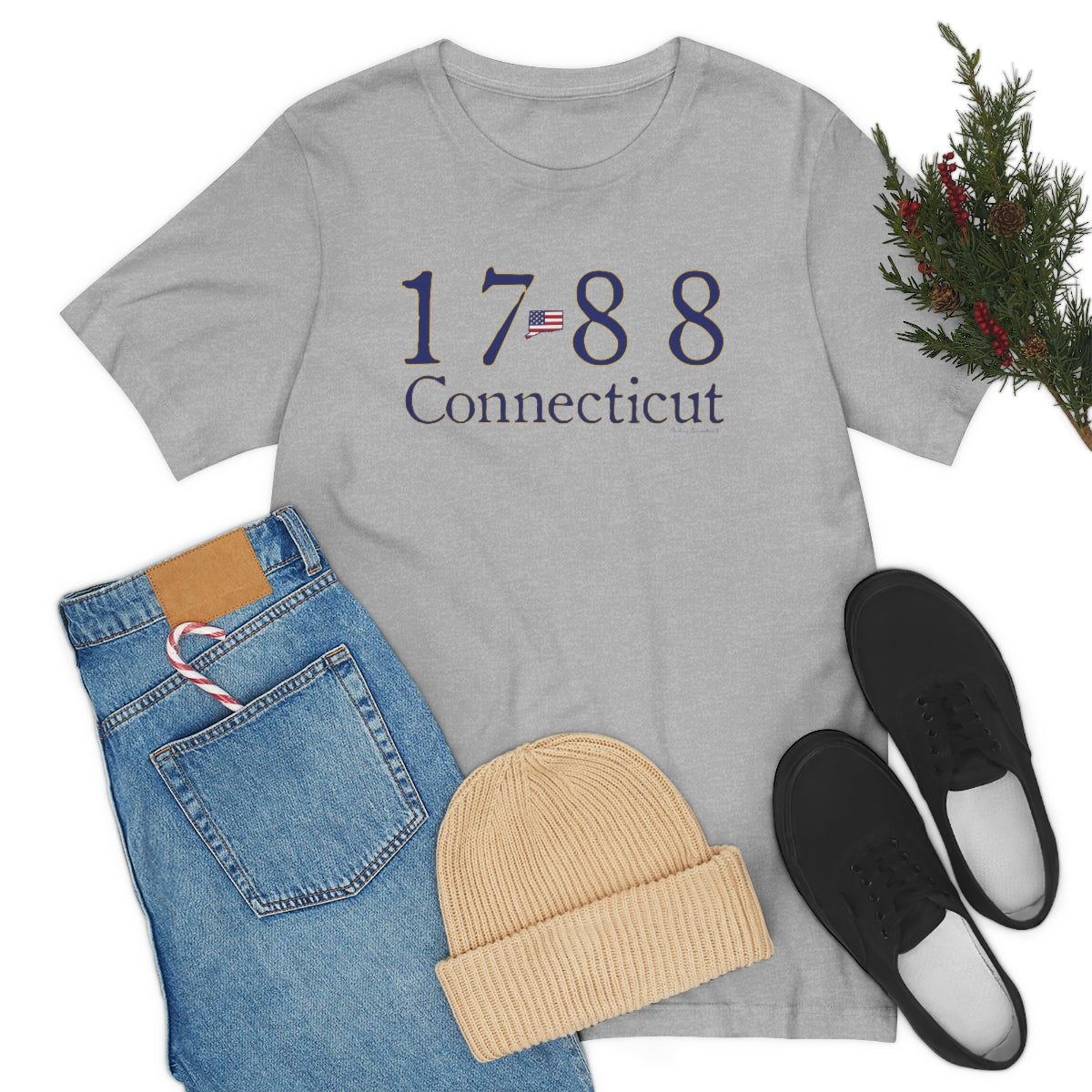 1788 Connecticut American Flag Unisex Jersey Short Sleeve Tee