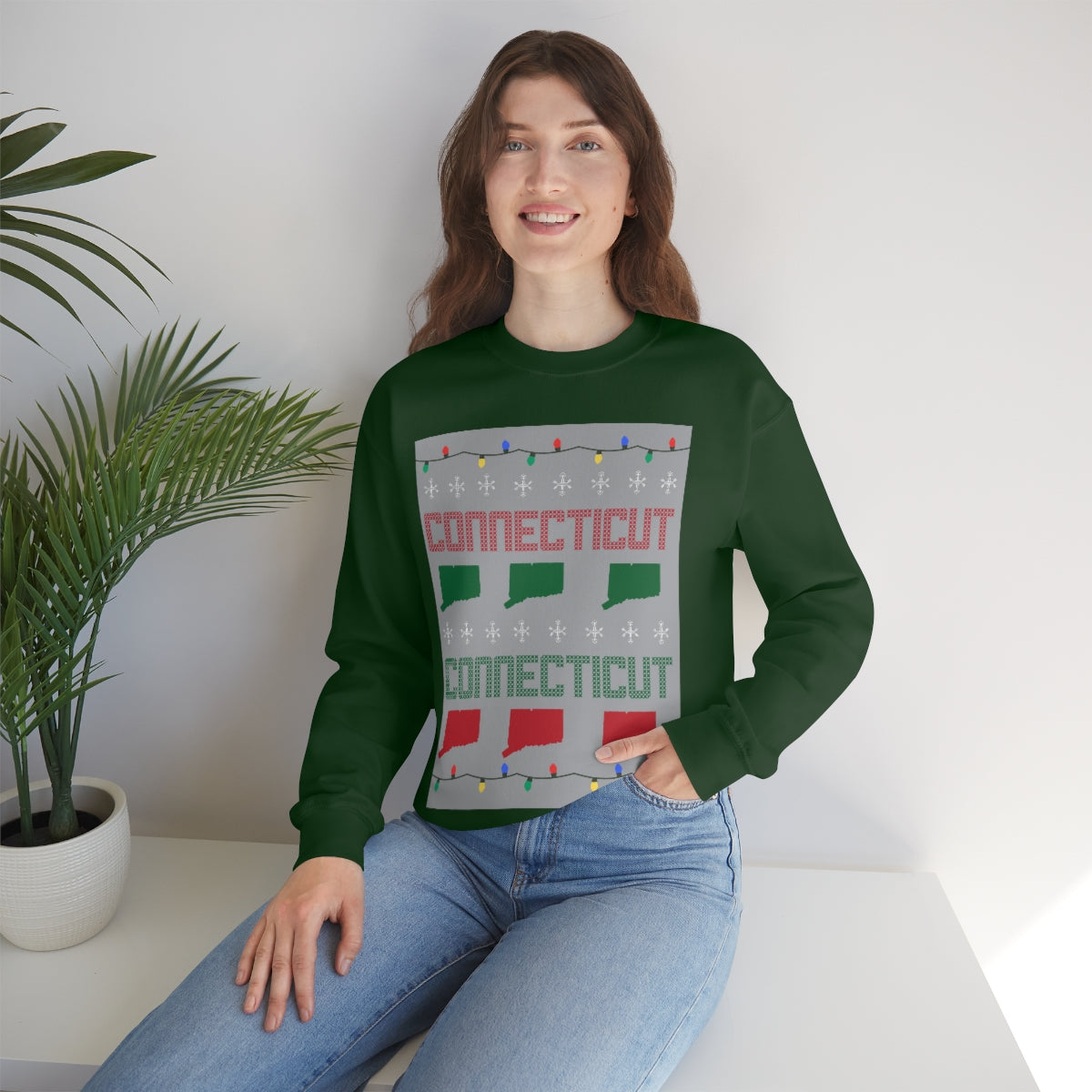 Connecticut Ugly Holiday Unisex Heavy Blend™ Crewneck Sweatshirt