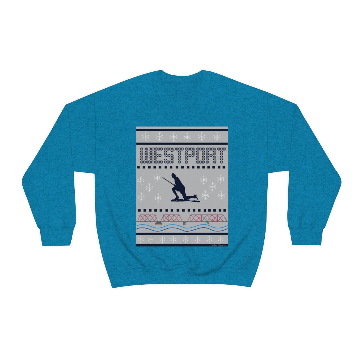 Westport Ugly Holiday Blue / White  Unisex Heavy Blend™ Crewneck Sweatshirt