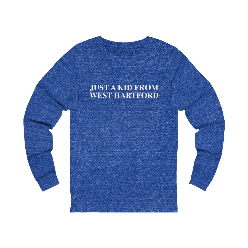 Just a kid from West Hartford long sleeve tees.  West Hartford Connecticut tee shirts, hoodies sweatshirts, mugs, other apparel, home gifts, and souvenirs. Proceeds of this collection go to help Finding Connecticut’s brand. Free USA shipping. 