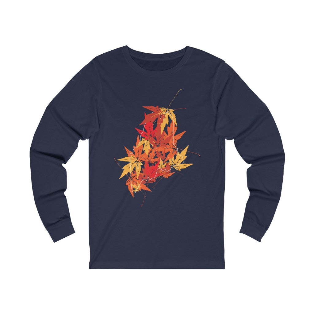 Maine leaves unisex long sleeve tee shirt