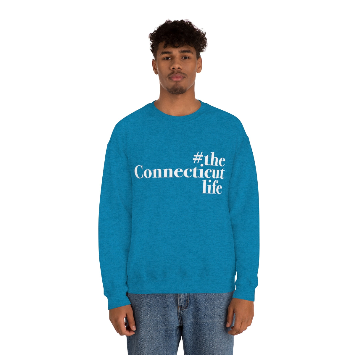 #theconnecticutlife Unisex Heavy Blend™ Crewneck Sweatshirt - White Font